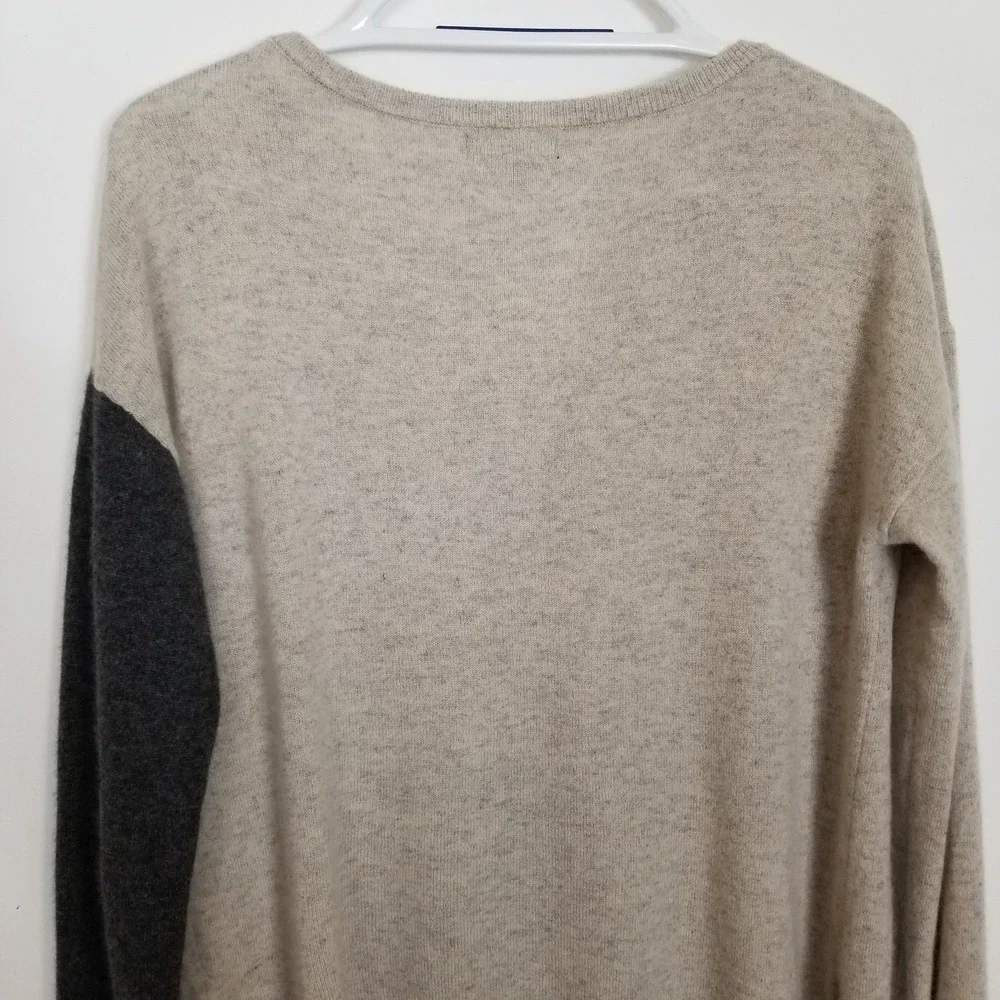 Knyt & Lynk Women 100% Cashmere Colorblock Pullover Sweater Sz L Beige‎ Gray